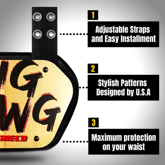 O Shield Big DAWG Golden Chrome Football Back Plate - Youth (max. 180 pounds) - Picture 4 of 6